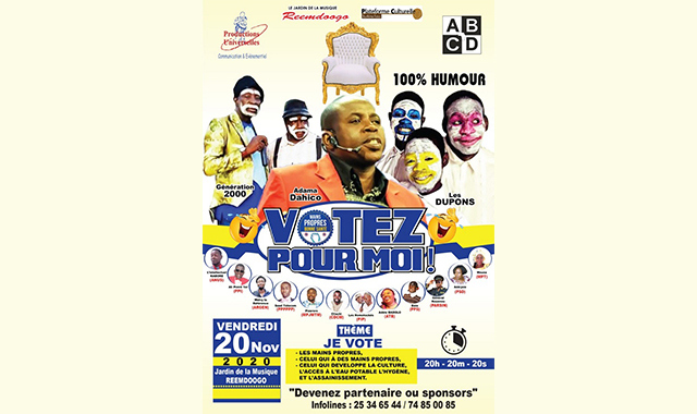 Elections au Burkina : Les humoristes militent pour des élections apaisées, avec le spectacle « Votez pour moi »