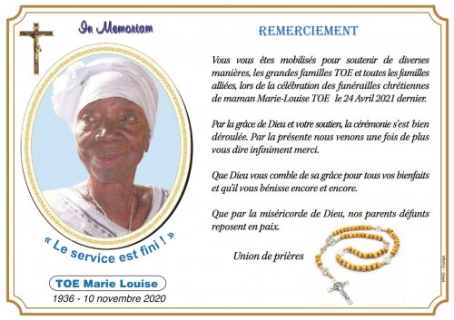 In memoria : Toé Marie Louise