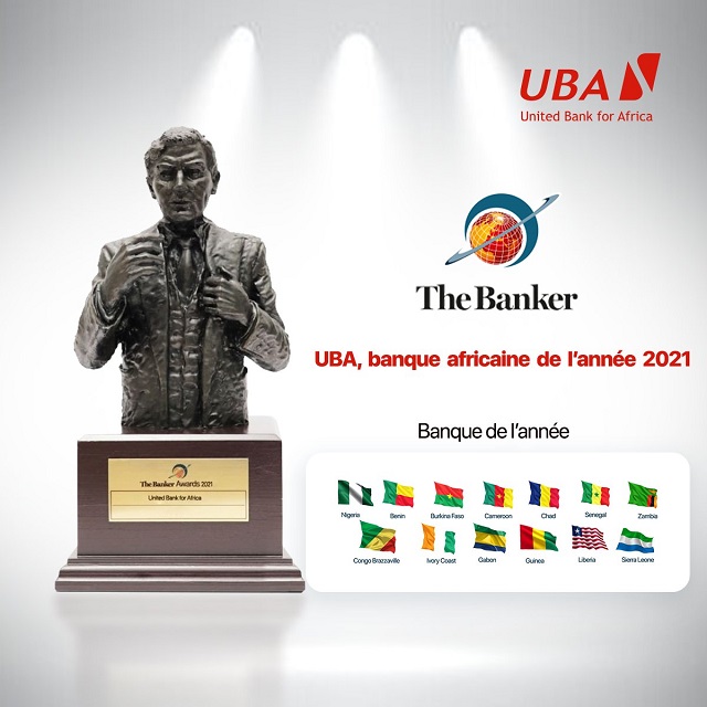 Le Groupe UBA désigné « Banque africaine de l’année » par les Banker Awards 2021 Et bat le record du Banker Magazine Awards en remportant le prix « Banque de l’année » au Nigeria ainsi que douze (12) de ses filiales africaines