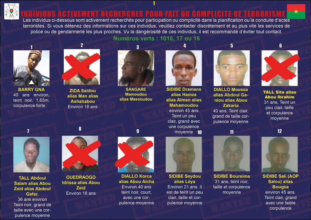 Mise à jour de la liste d’individus recherchés pour actes terroristes : Douze  personnes interpellées