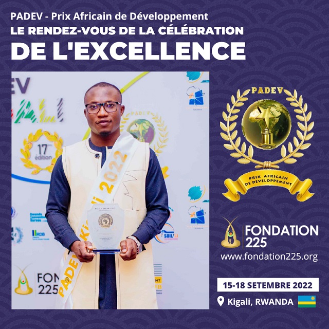 Le Jeune Architecte Burkinabè, SANA Abdou Rachid reçoit le prix PADEV 2022, le prix de l’Excellence et du Mérite du « Jeune africain dans le secteur de l’architecture »