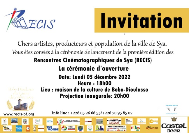 Cinéma : La ville de Bobo-Dioulasso accueille la première édition des Rencontres Cinématographiques de Sya du 5 au 11 décembre 2022