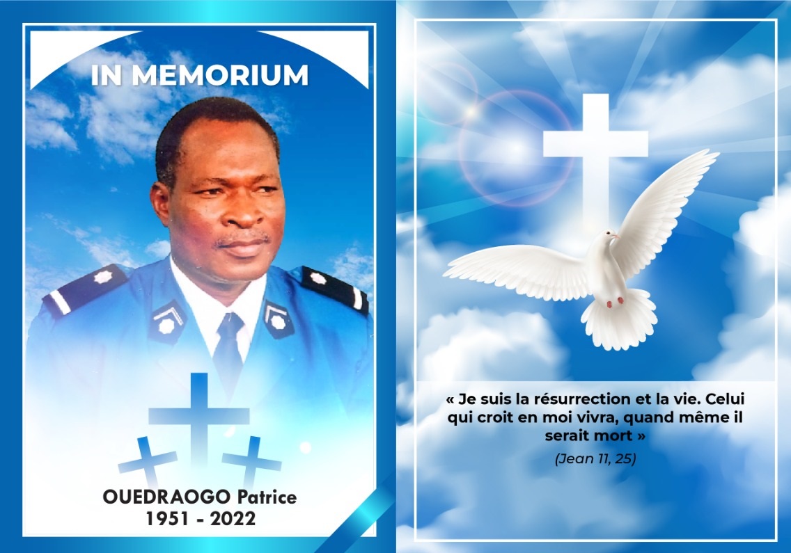 Funérailles chrétiennes de Ouédraogo Patrice : Faire part  