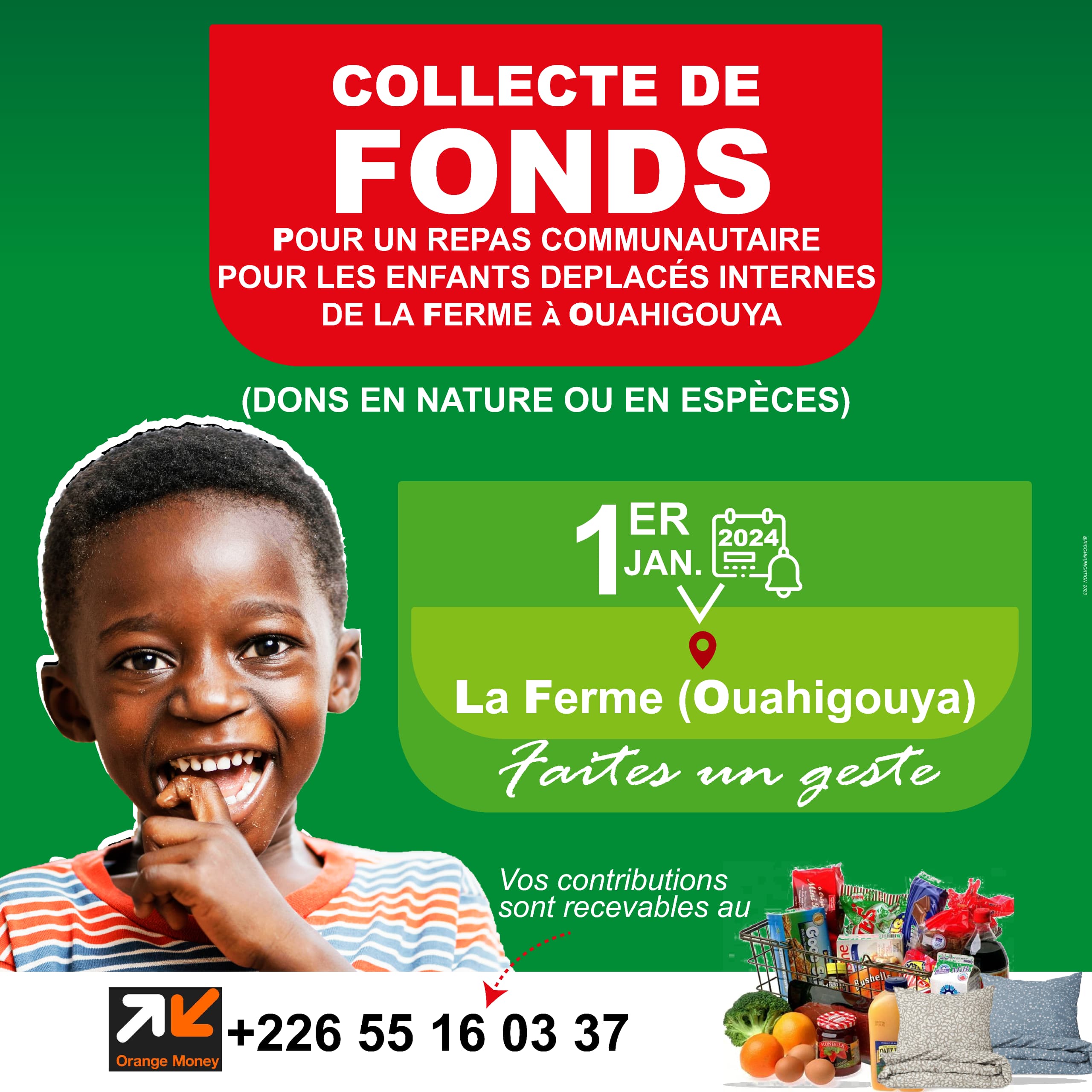 Collecte de fonds pour un repas comunautaire pour les enfants deplacés internes de la ferme à Ouahigouya 