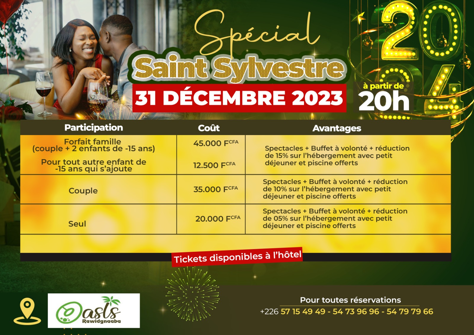 Oasis Rawidgnaaba de Tintilou : Spécial Saint Sylvestre (31 decembre 2023 et 1er janvier 2024) à partir de 20 heures 