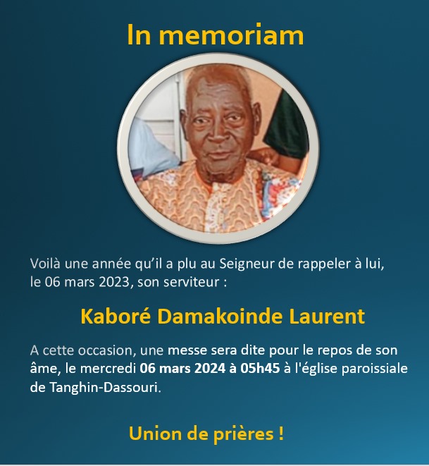 IN MEMORIUM Kaboré Damakoinde Laurent.