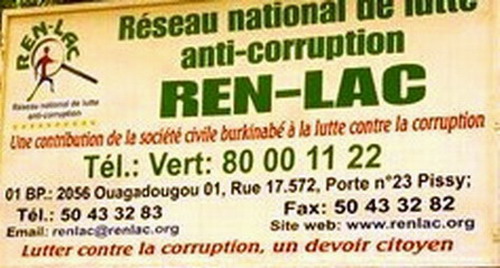 Le REN-LAC lance le sondage 2012 sur l’état de la corruption au Burkina Faso 