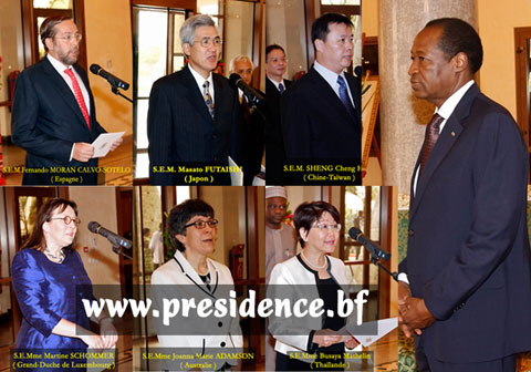 Six ambassadeurs accrédités au Burkina présentent leurs lettres de créance au Chef de l’Etat