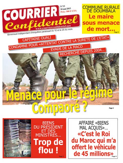 Et voici « Courrier confidentiel » N°33 ! (Disponible chez les revendeurs de journaux au Burkina). 