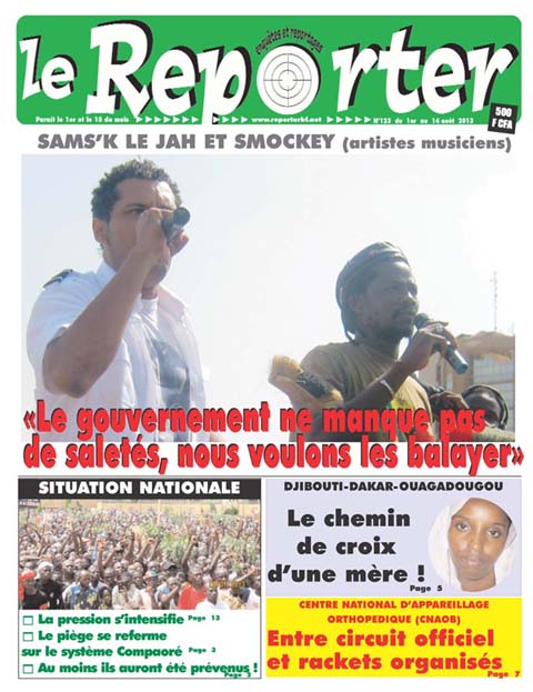Le Reporter, votre journal d’enquêtes et de reportages, N°123 du 1er au 14 août 2013, est en vente.   