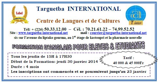 Centre de Langues et de Cultures Targuetba  INTERNATIONAL               :Formation d’anglais pour élèves & étudiants