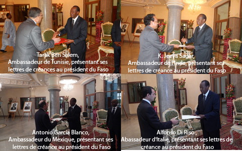 Présidence du Faso : Blaise Compaoré a reçu quatre nouveaux ambassadeurs avec leurs lettres de créance