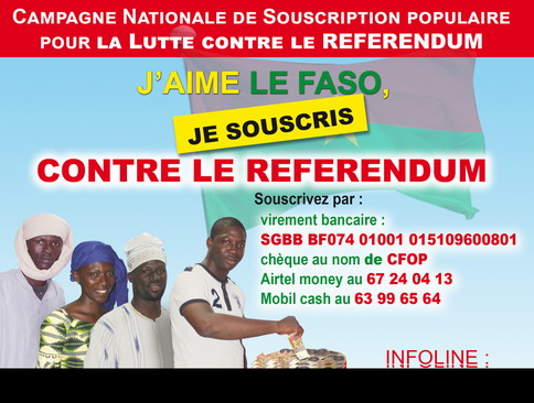 Campagne de souscription contre le référendum : Près de 4 millions de francs CFA récoltés
