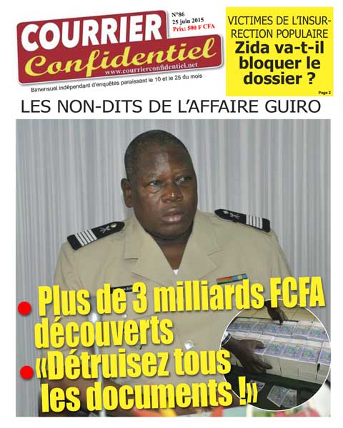 Courrier confidentiel N° 86 ! (Disponible chez les revendeurs de journaux au Burkina Faso). 