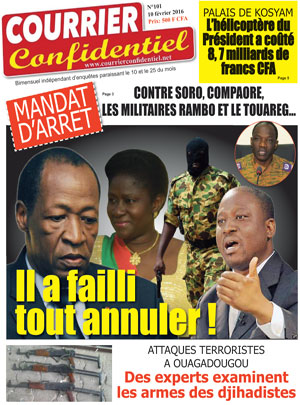 Courrier confidentiel N° 101 vient de paraitre. Disponible chez les revendeurs de journaux au Burkina Faso. 