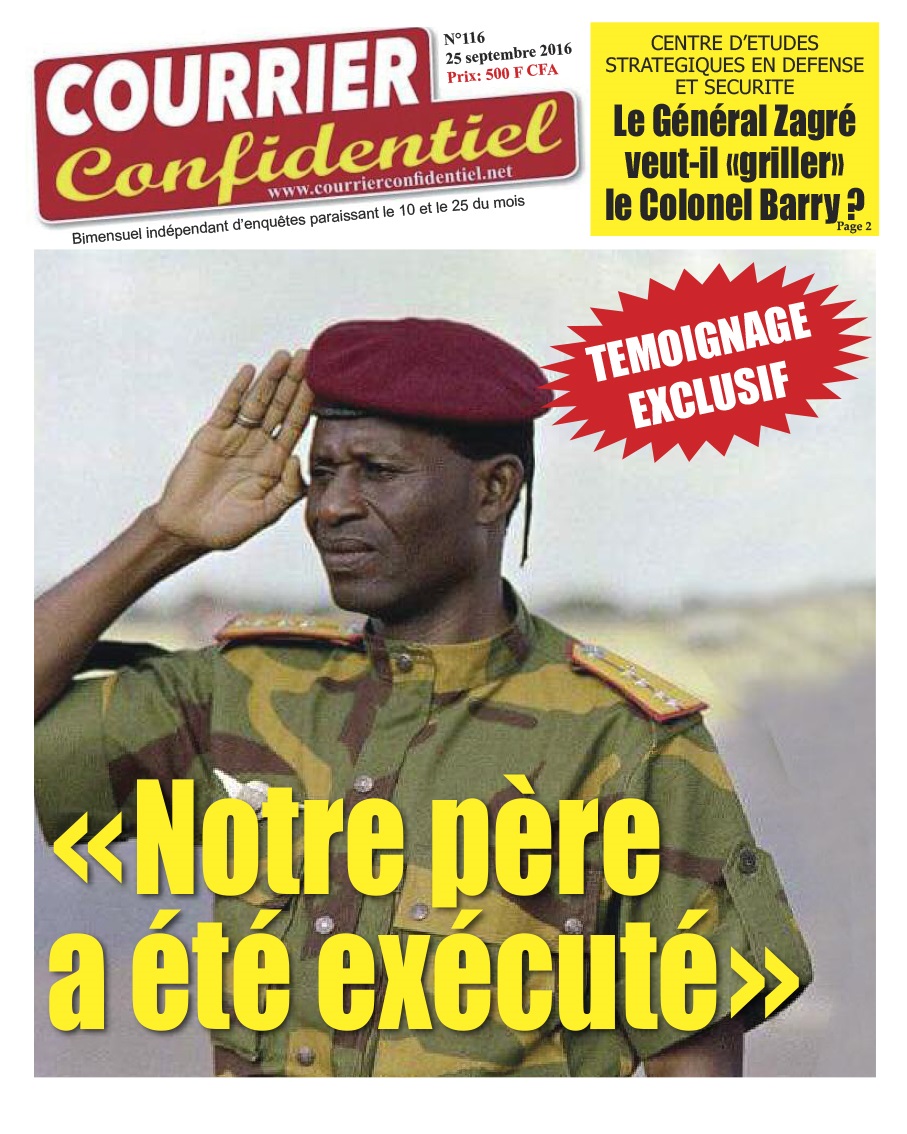Courrier confidentiel N° 116 ! Disponible chez les revendeurs de journaux au Burkina Faso