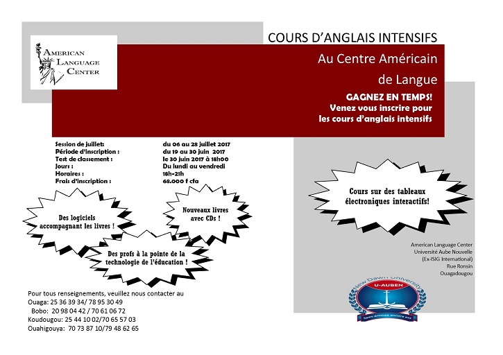 Centre Américain de Langue : GAGNEZ EN TEMPS ! Venez vous inscrire pour les cours d’anglais intensifs