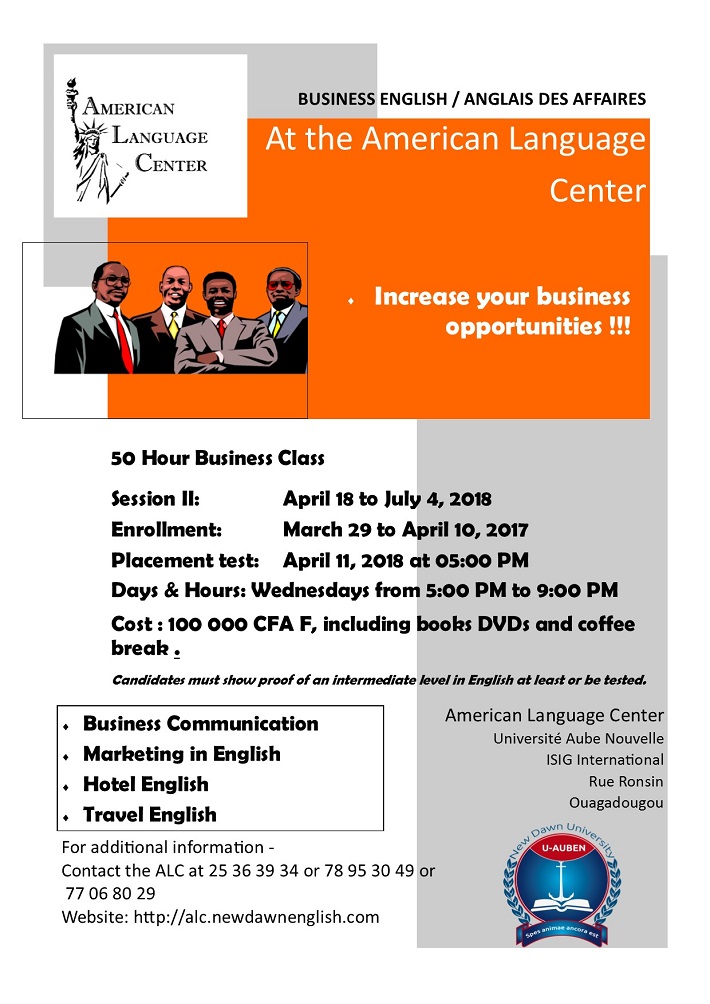 BUSINESS ENGLISH / ANGLAIS DES AFFAIRES At the American Language Center
