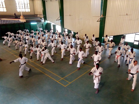 Pratique des arts martiaux : Des clubs du Karaté-Do-Shotokan en stage de perfectionnement 