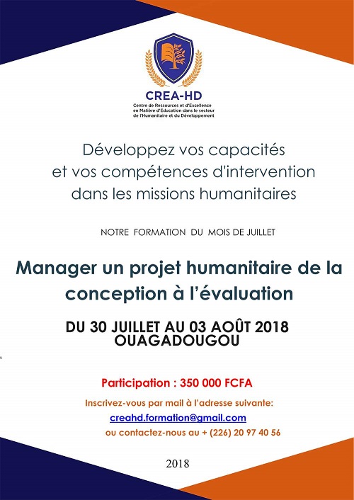 CREA-HD : Développez vos capacités et vos compétences d’intervention dans les missions humanitaires  