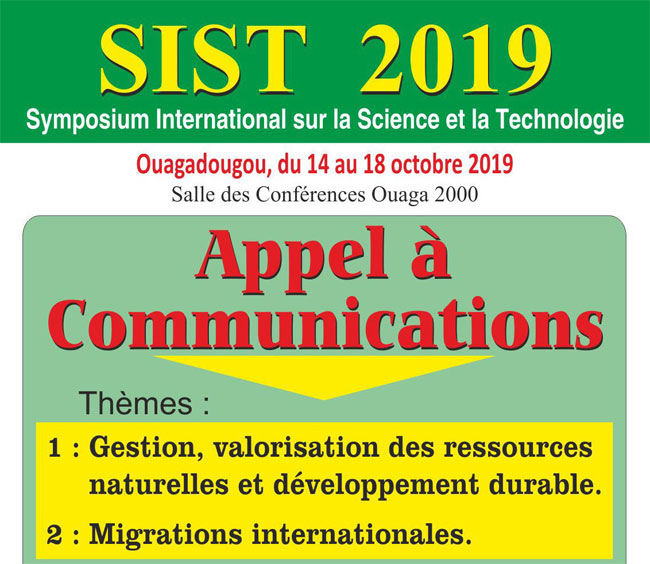 Symposium International sur la Science et la Technologie (SIST) 2019 : Appel à communications