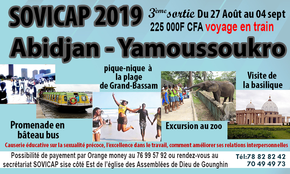 SOVICAP 2019 : 3e Sortie du 27 août au 4 septembre 2019 à Abidjan-Yamoussoukro 