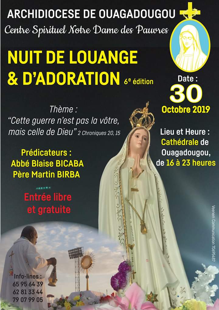 Nuit de louange et d’adoration le 30 octobre à la cathédrale de Ouagadougou