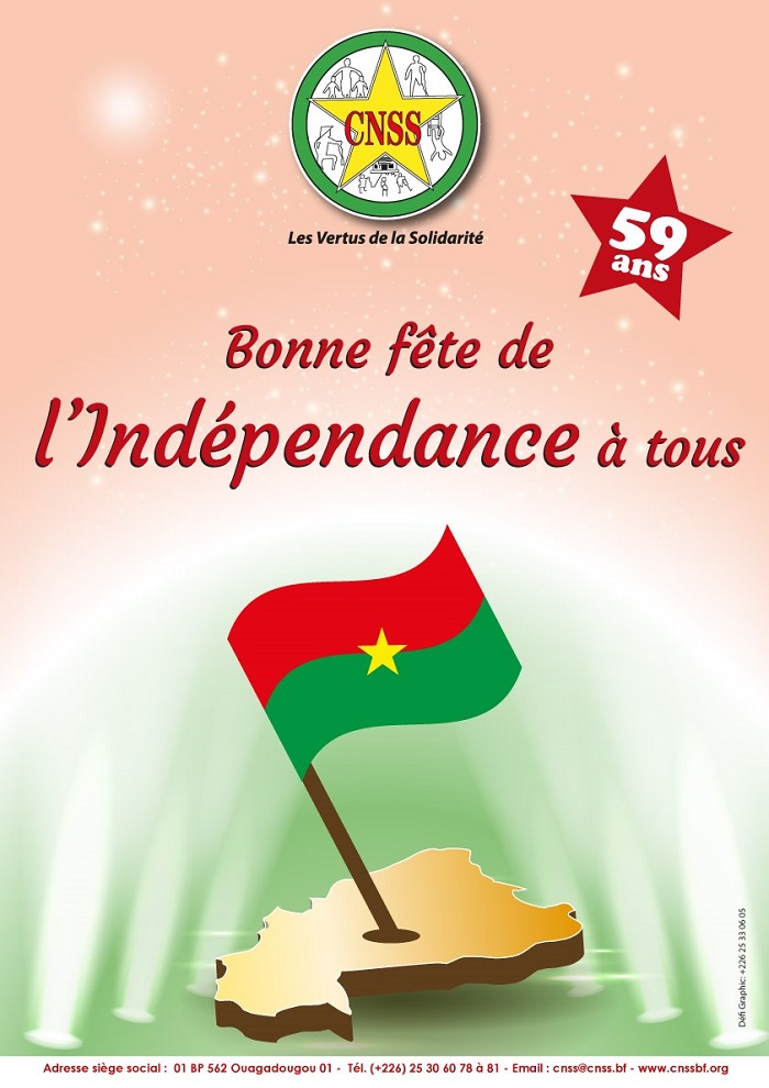 La caisse nationale de sécurité sociale souhaite une bonne fête de l’indépendance à tous les Burkinabè
