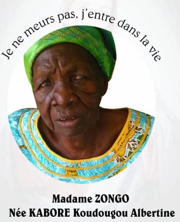 Décès de Mme de Zongo née Kaboré Koudougou Albertine : Messe de requiem