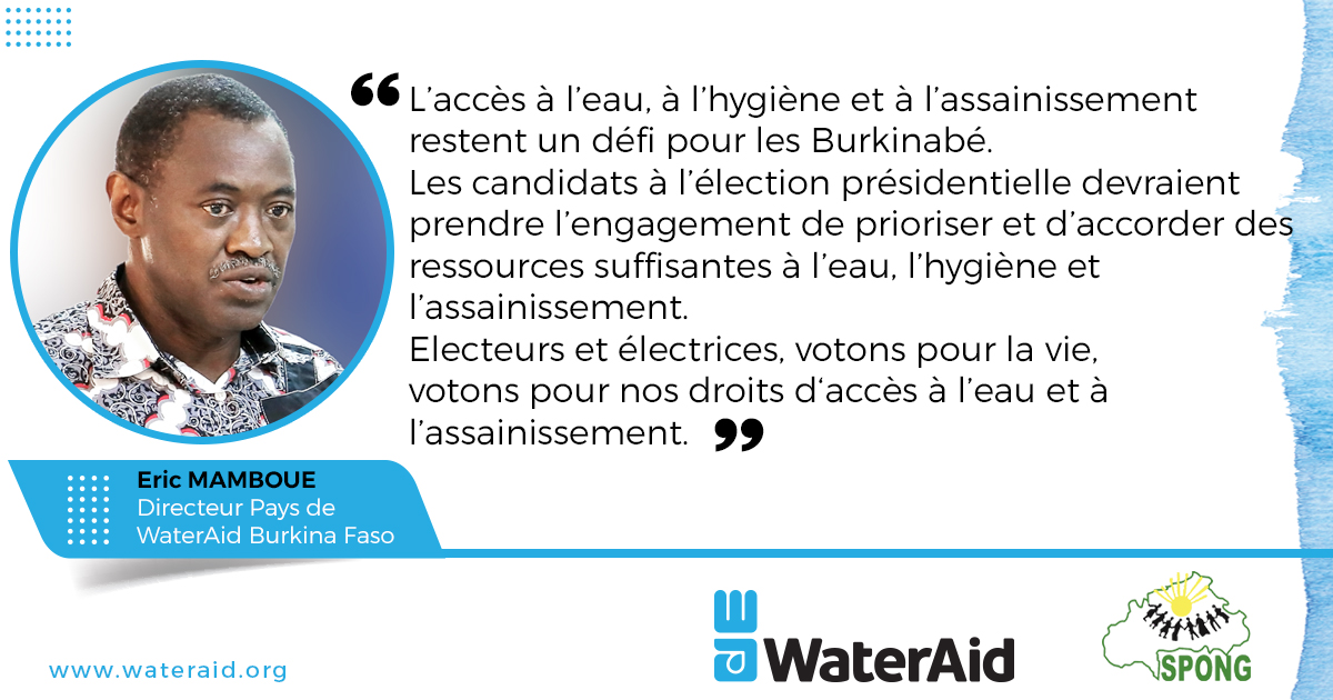 Elections 2020 : Water Aid Burkina appelle à voter pour nos droits d’accès à l’eau et à l’assainissement 