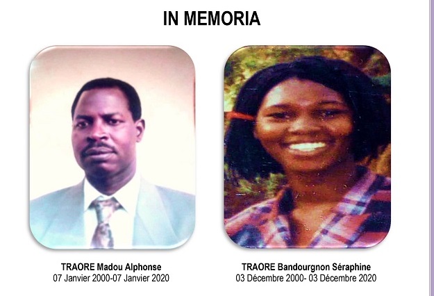 In memoria Madou Alphonse Traoré et Bandourgnon Séraphine Traoré