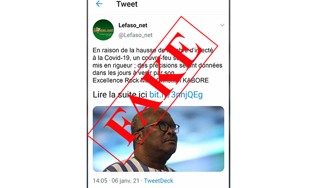 Fake news : Lefaso.net n’est pas auteur d’une information relative à une éventuelle instauration de couvre-feu au Burkina
