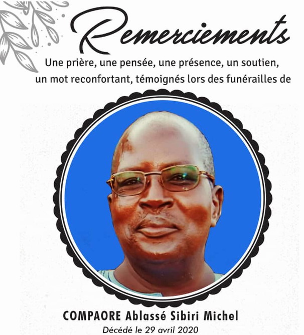 Funérailles chrétiennes de Compaoré Ablassé Sibiri Michel : Remerciements