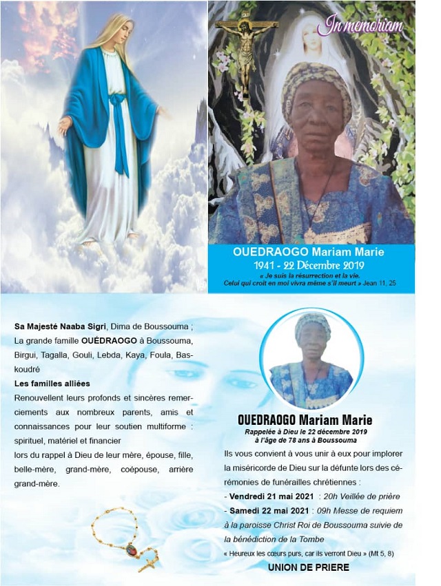 In memoriam Ouédraogo Mariam Marie 