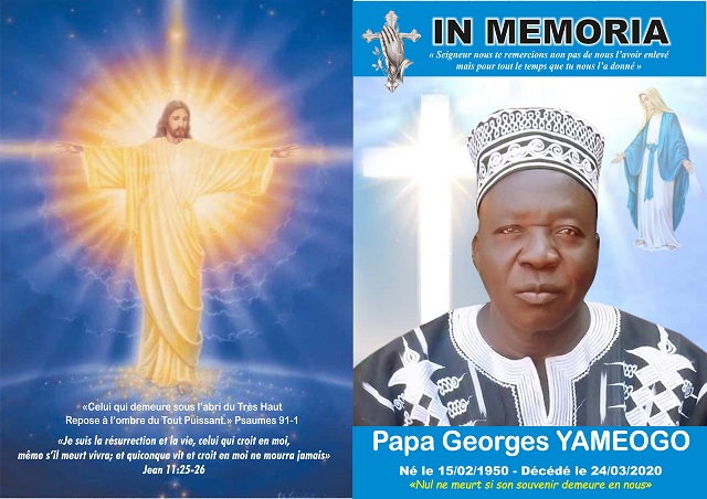 Décès de Papa YAMEOGO Georges dit Tambi : Remerciements et faire part 