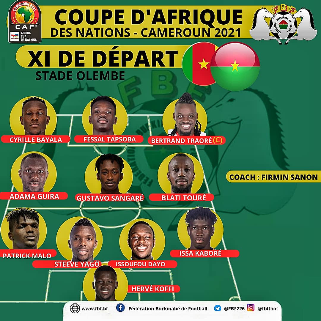 CAN 2021/Cameroun vs Burkina : Le 11 de départ des Etalons 
