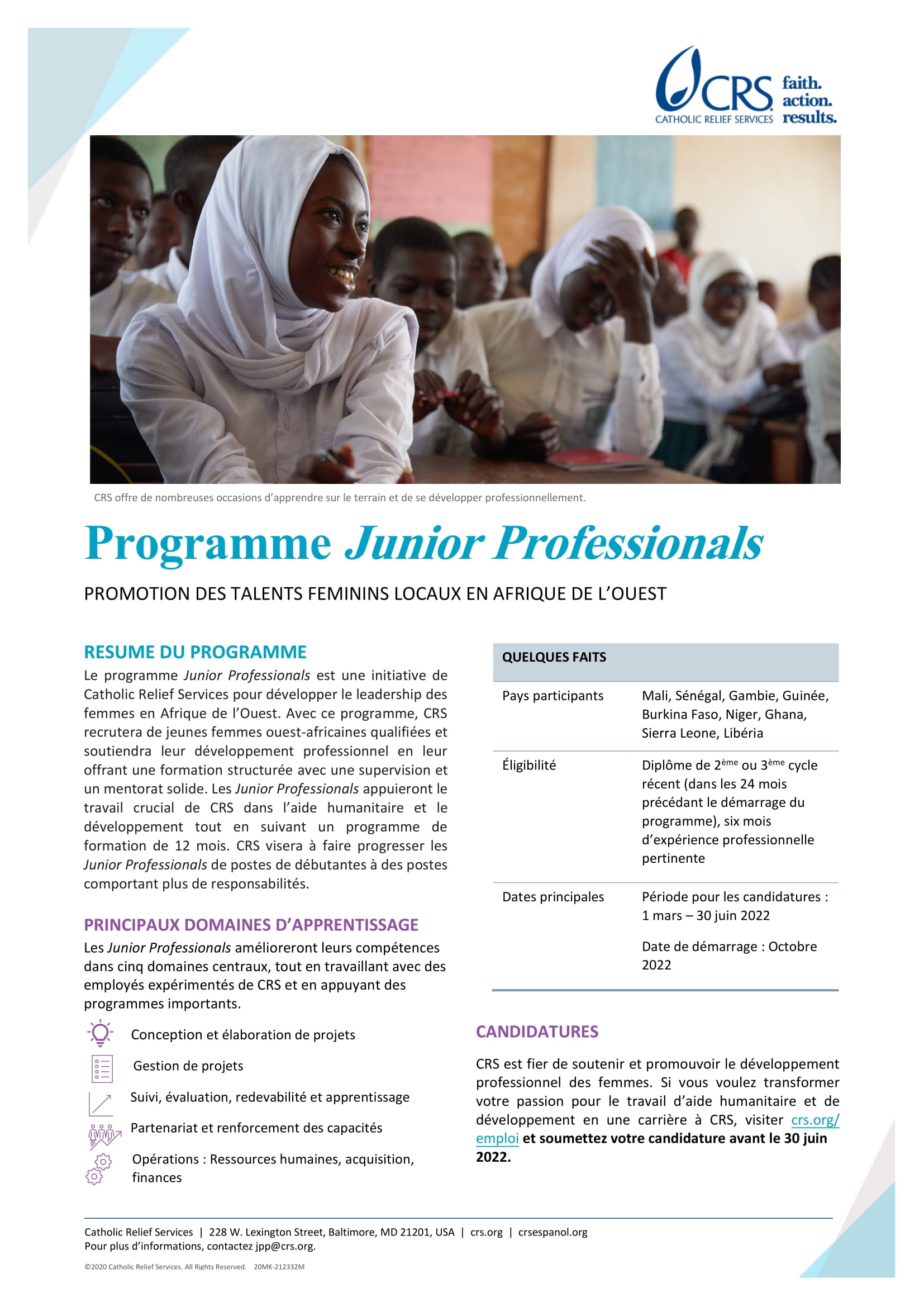 Programme Junior Professionals : Promotion des talents féminins locaux en Afrique de l’Ouest
