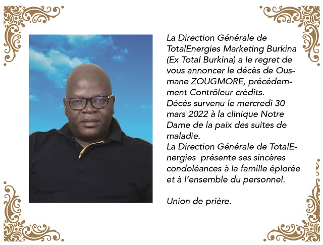 Décès de Ousmane Zougmoré : Faire part 
