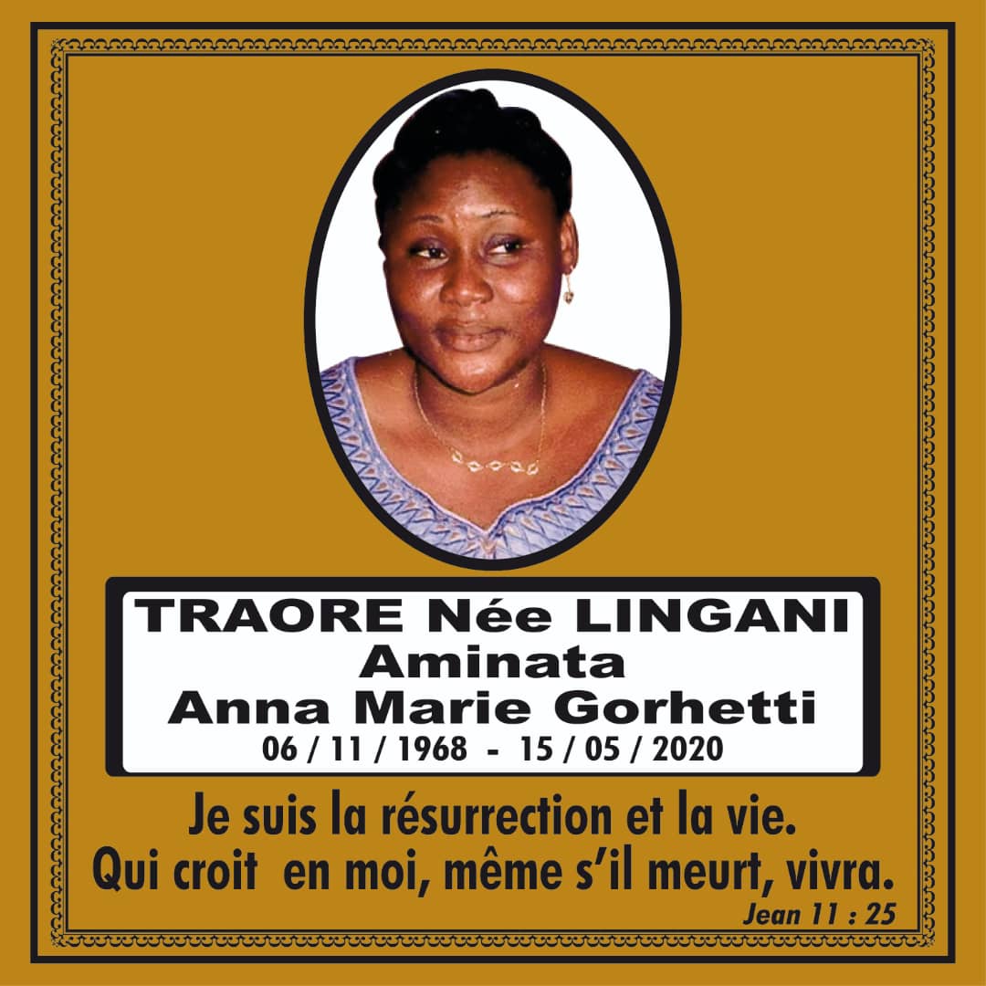 In memoria TRAORE/LINGANY AMINATA ANNA MARIA GORETHI : Remerciements et faire part 