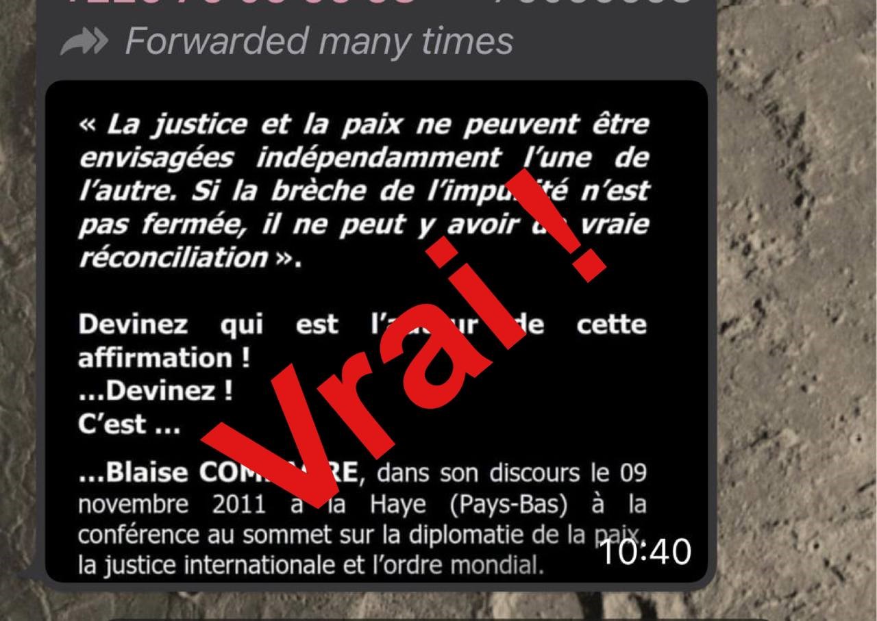 Burkina : Oui, Blaise Compaoré a prononcé ce discours sur la justice et la paix en 2011 à la Haye