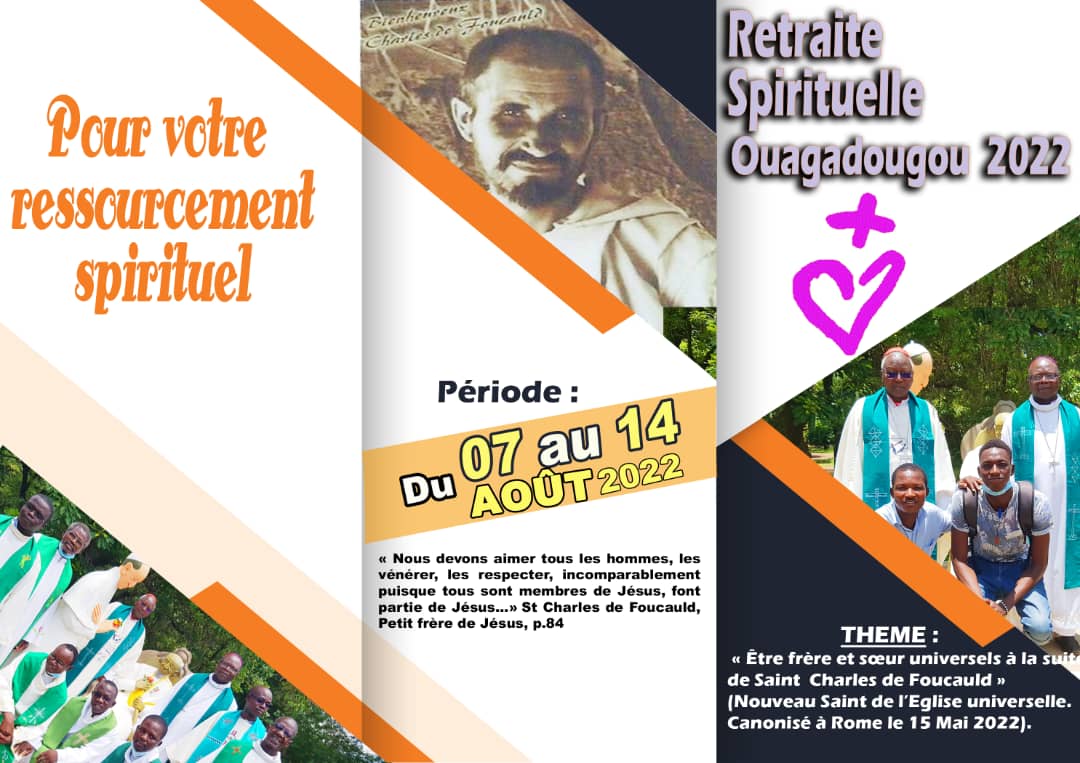 Famille Charles de Foucauld : Retraite spirituel 2022 à Ouagadougou du 7 au 14 août 2022