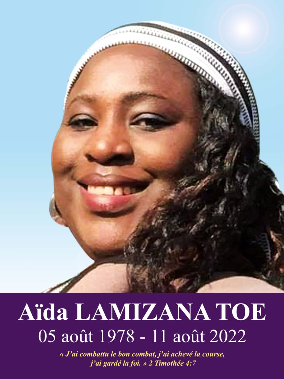 Décès de Aïda Bouna Olivia LAMIZANA DIT DIAWARA/TOE : Programme des obsèques 