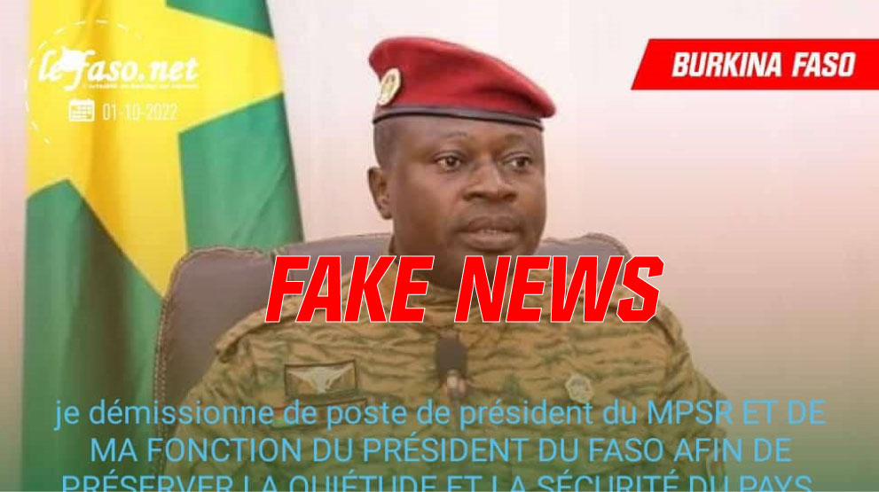 Fake news : LeFaso.net n’a pas annoncé la démission du lieutenant-colonel Damiba 