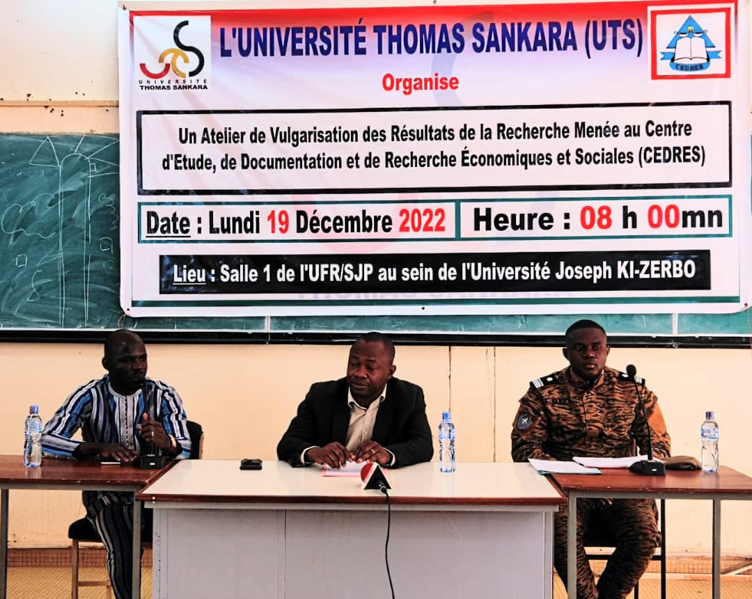 Recherche au Burkina : Le CEDRES tient un atelier de vulgarisation des résultats de ses chercheurs 