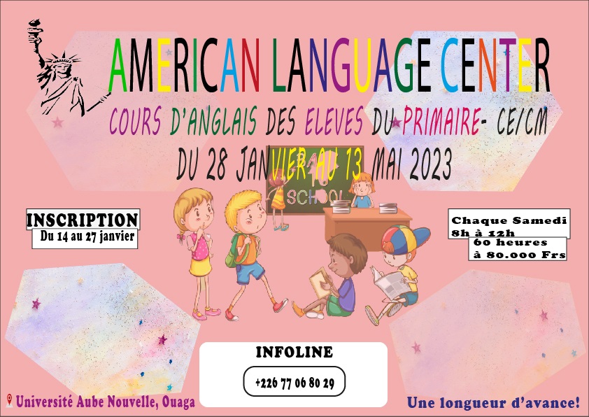 American language Center : Cours d’Anglais des élèves du primaire  CE/CM 