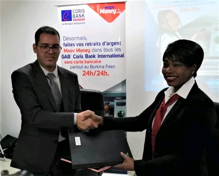 Finances : Coris Bank International et Moov Africa signent un partenariat pour la distribution de Moov Money 