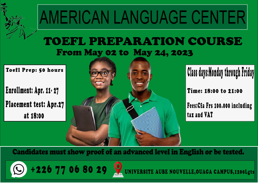 Cours de préparation au TOEFL, session IV, 2023
