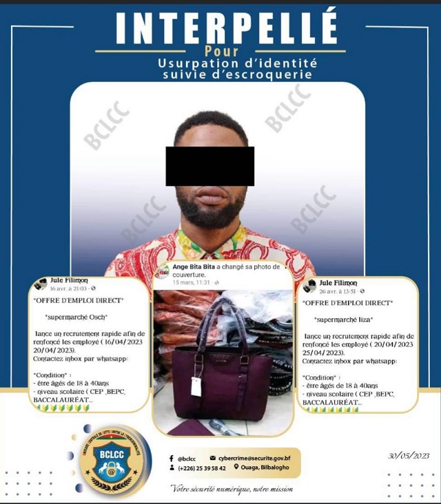 Burkina/Cybercriminalité : La Police pêche un faux recruteur 