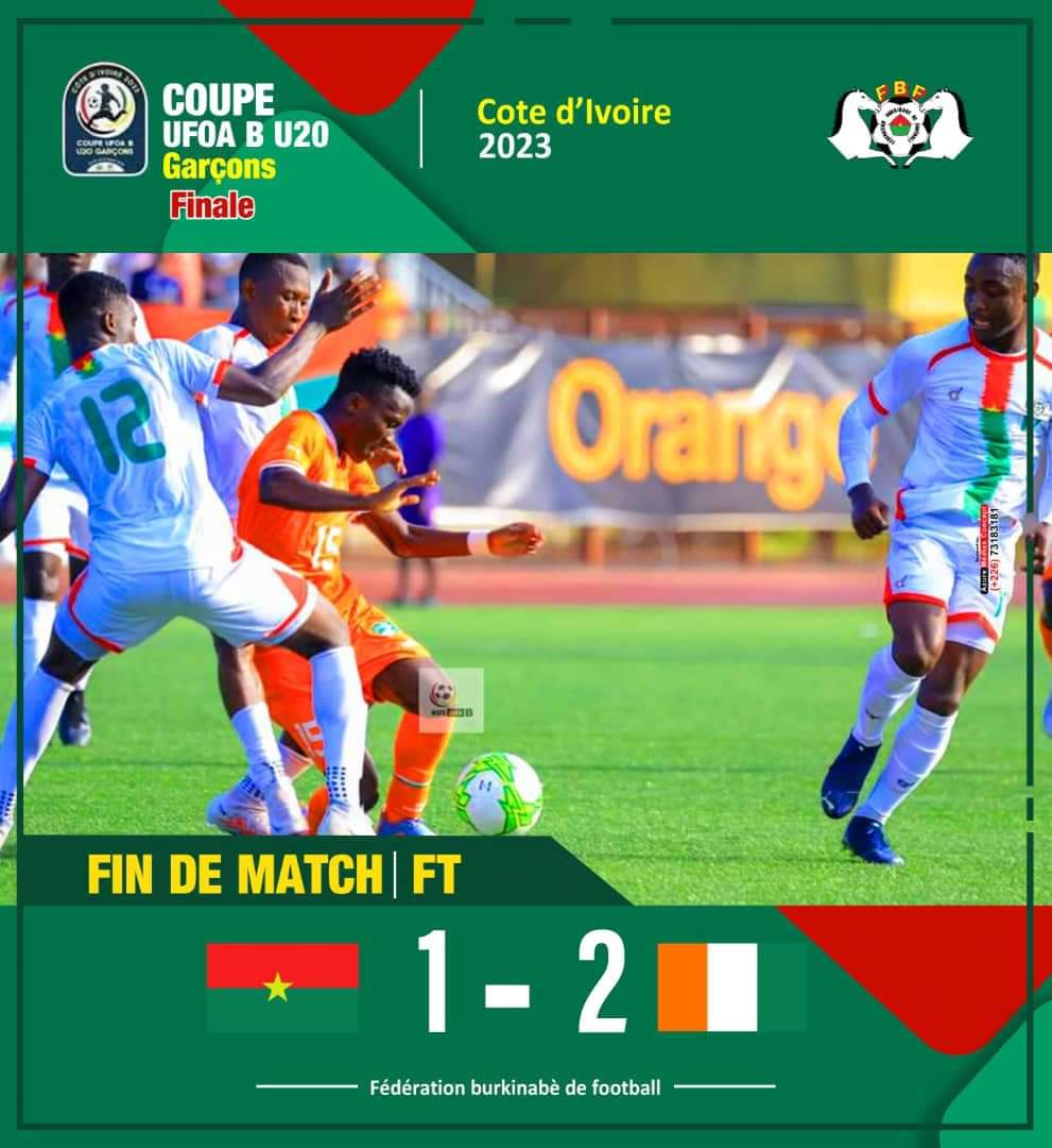 Tournoi UFOA-B garçons U20 : Le Burkina Faso battu en finale 2-1 par la Côte d’Ivoire