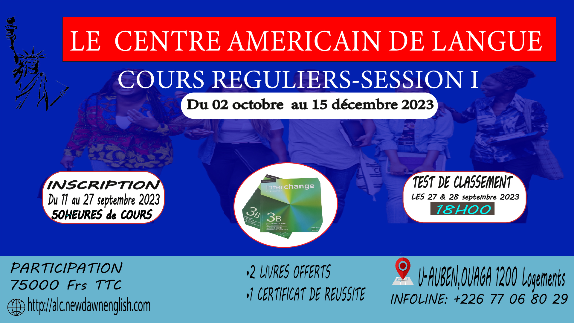 Centre Américain de langue : Cours réguliers Session I du 02 octobre au 15 décembre 2023